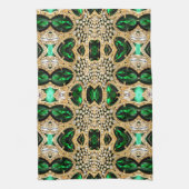 girale mode kunst deco goudgroen theedoek (Verticaal)