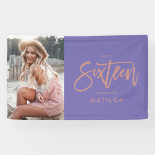 girale paarse roos goud 16e zestiende verjaardag spandoek