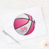girale roze witte basketbal ronde sticker (Envelop)