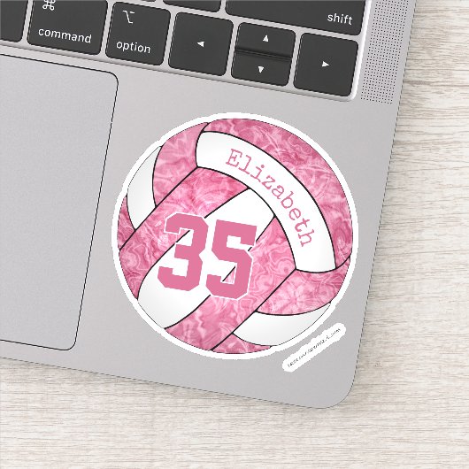 girale roze witte volleybalteamkleuren sticker (Detail)