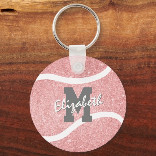 girale sportroze monogrammen tenniszak label sleutelhanger (Achterkant)