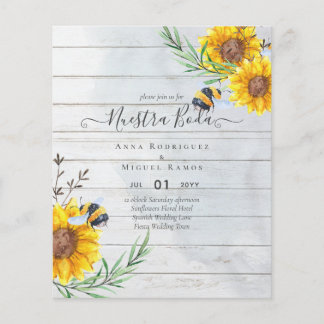 Girasoles de Invitación de Boda Económica Bilingüe Flyer