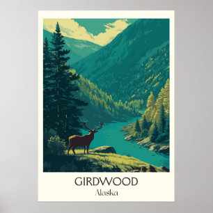 Girdwood Alaska Bos Herten Natuur Poster