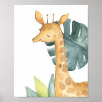 Girffe Safari Oerwoud Baby Nursery Print