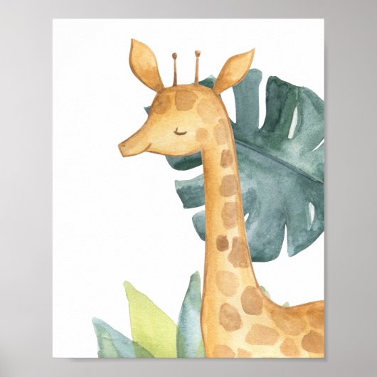 Girffe Safari Oerwoud Baby Nursery Print (Voorkant)