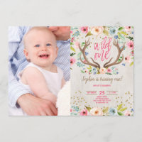 Girl 1st Birthday Antlers Rustic Wild One Foto