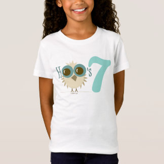 Girl 7th Birthday Party Gifts Blauwgroen Owl Leeft T-shirt