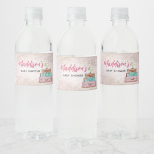 Girl Adventure begint met Baby shower Waterfles Etiket