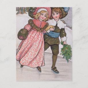 Girl and Boy Skating Briefkaart