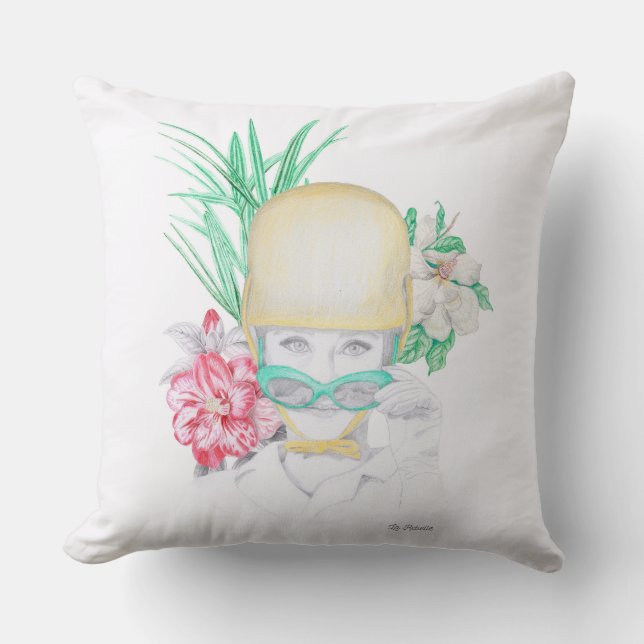 Girl and flowers kussen (Voorkant)