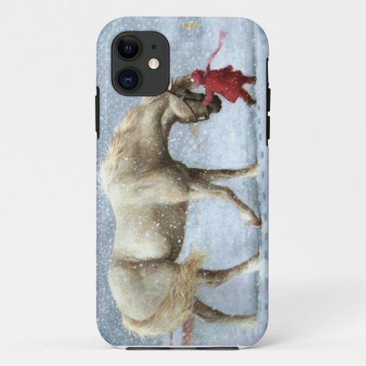 Girl and Horse Winter iPhone 5 Coque (Dos)