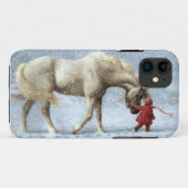 Girl and Horse Winter iPhone 5 Coque (Dos (Horizontal))