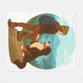 Girl and Mountain Dog Adventure Illustration Fleece Deken (Voorkant (Horizontaal))