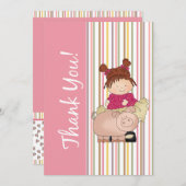 Girl and Pig Flat Hartelijk dank Bedankkaart (Voorkant / Achterkant)