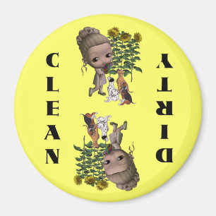 Girl and Puppies Cute Dishwasher Magnet Magneet