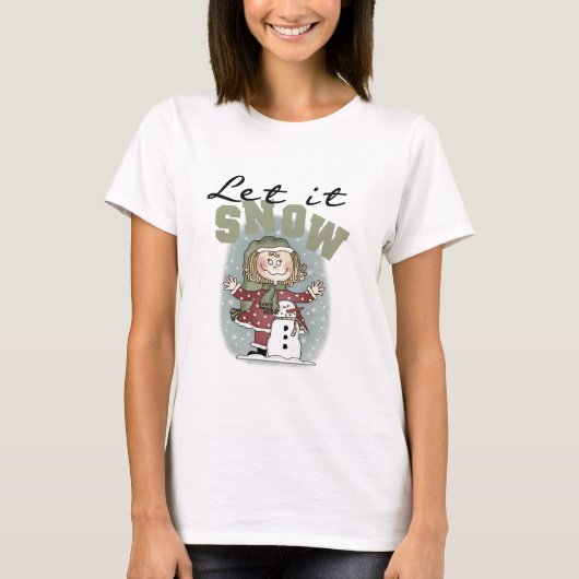 Girl and Snowman Let it Snow T-shirts (Devant)