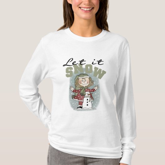 Girl and Snowman Let it Snow T-shirts (Devant)