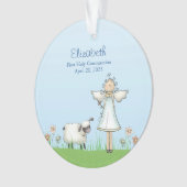 Girl Angel en Lamb, Blue, First Community Ornament (voorkant)