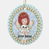 Girl Angel Holding Dog Keramisch Ornament (Links)