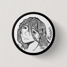 Girl, anime, lineart ronde button 3,2 cm