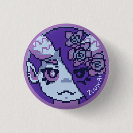 Girl, anime, pixelart ronde button 3,2 cm