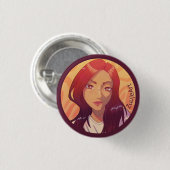 Girl, anime, red. ronde button 3,2 cm (Voorkant /achterkant)