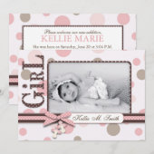 Girl Announcement-kaart Aankondiging (Voorkant / Achterkant)