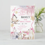 Girl Arctic Animals Birthday Party Invitation (Debout devant)