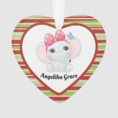 Girl Baby Elephant met Bow Custom Name Ornament (voorkant)