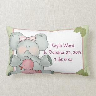 Girl Baby Elephant on Green met Rubber Duck Kussen