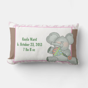 Girl Baby Elephant Zebra Stripes en Rattle Kussen