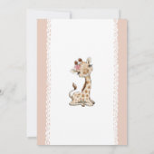 Girl Baby Giraffe Invitation fête d'anniversaire (Dos)