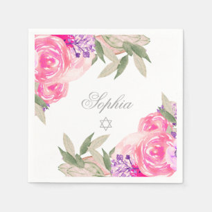 Girl Baby Naming Ceremony Hebrew Floral Silver Servet