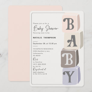 Girl Baby shower Blocks Blush Kaart