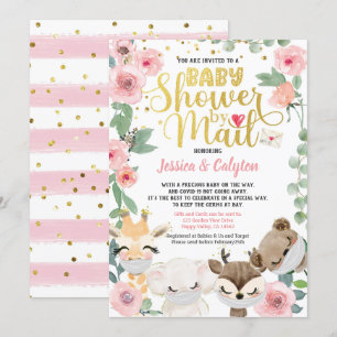 Girl Baby shower by Mail Pandemic Woodland Animal Kaart