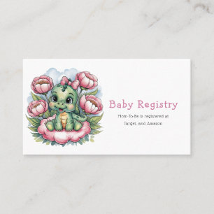 Girl Baby shower Dino Delight Baby Registry Visitekaartje