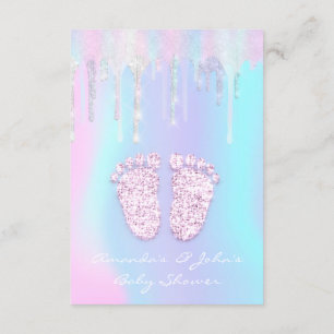 Girl Baby shower Feet Holographic Drip Unicorn Kaart