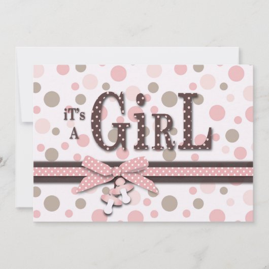 Girl Baby shower Invitation Kaart (Voorkant)