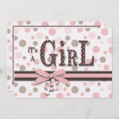 Girl Baby shower Invitation Kaart (Voorkant / Achterkant)