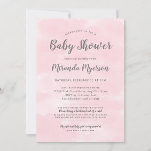 Girl Baby shower Invitation with book request gedi Bedankkaart