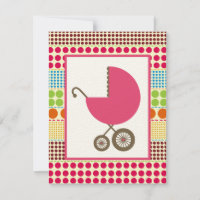 Girl Baby shower Pink Carriage & Boho Stippen