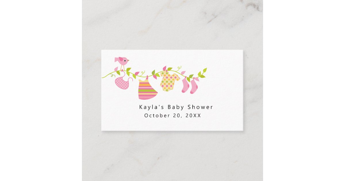 Girl Baby shower register bijlage Visitekaartje Zazzle.be