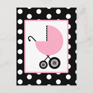Girl Baby shower - Roze vervoer en pooldots Kaart
