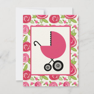 Girl Baby shower - Rozen en roze vervoer Kaart
