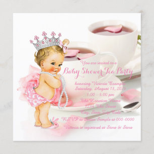 Girl Baby shower Tea Party Roos Petal Tea Cup Kaart
