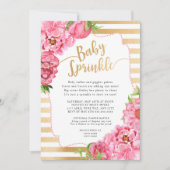 Girl Baby Sprinkle | roze goudpioenen Kaart (Voorkant)