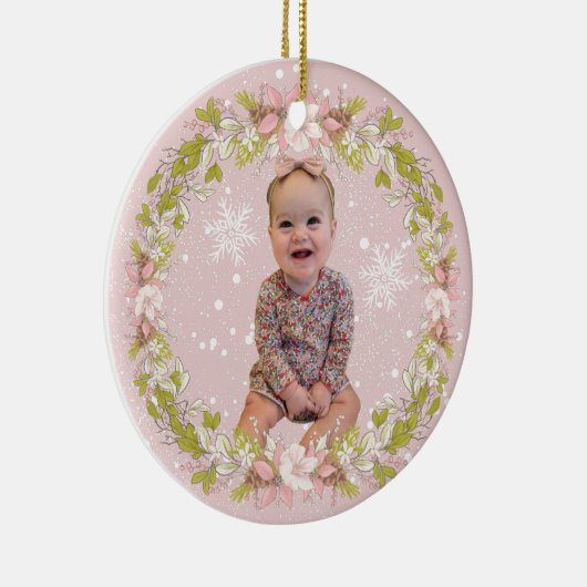 Girl Baby's Eerste Kerstmis Keramisch Ornament (Rechts)