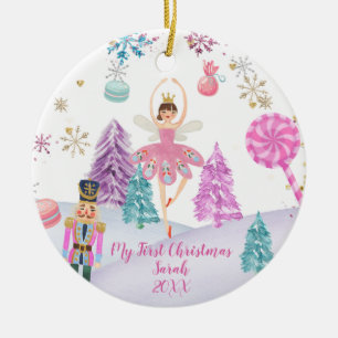 Girl Ballerina Nutkraker 1e Kerstdag Keramisch Ornament