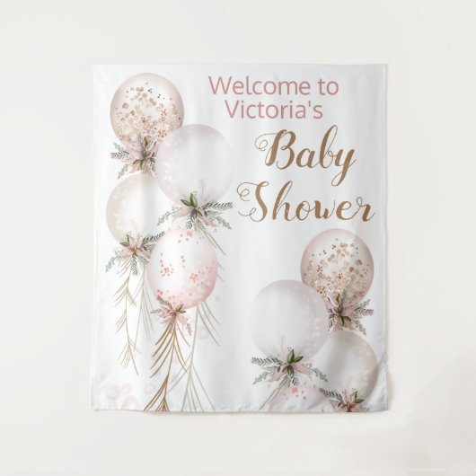 Girl Balloon Baby shower Backdrop Wandkleed (Voorkant)