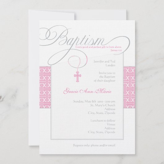 Girl Baptism Invitation Kaart (Voorkant)